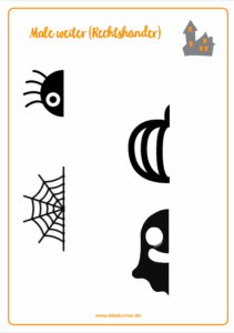 Bild zeigt Übungsblatt mit Symbolen zu Halloween